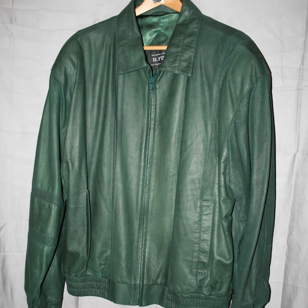 Mens Green Leather Coat